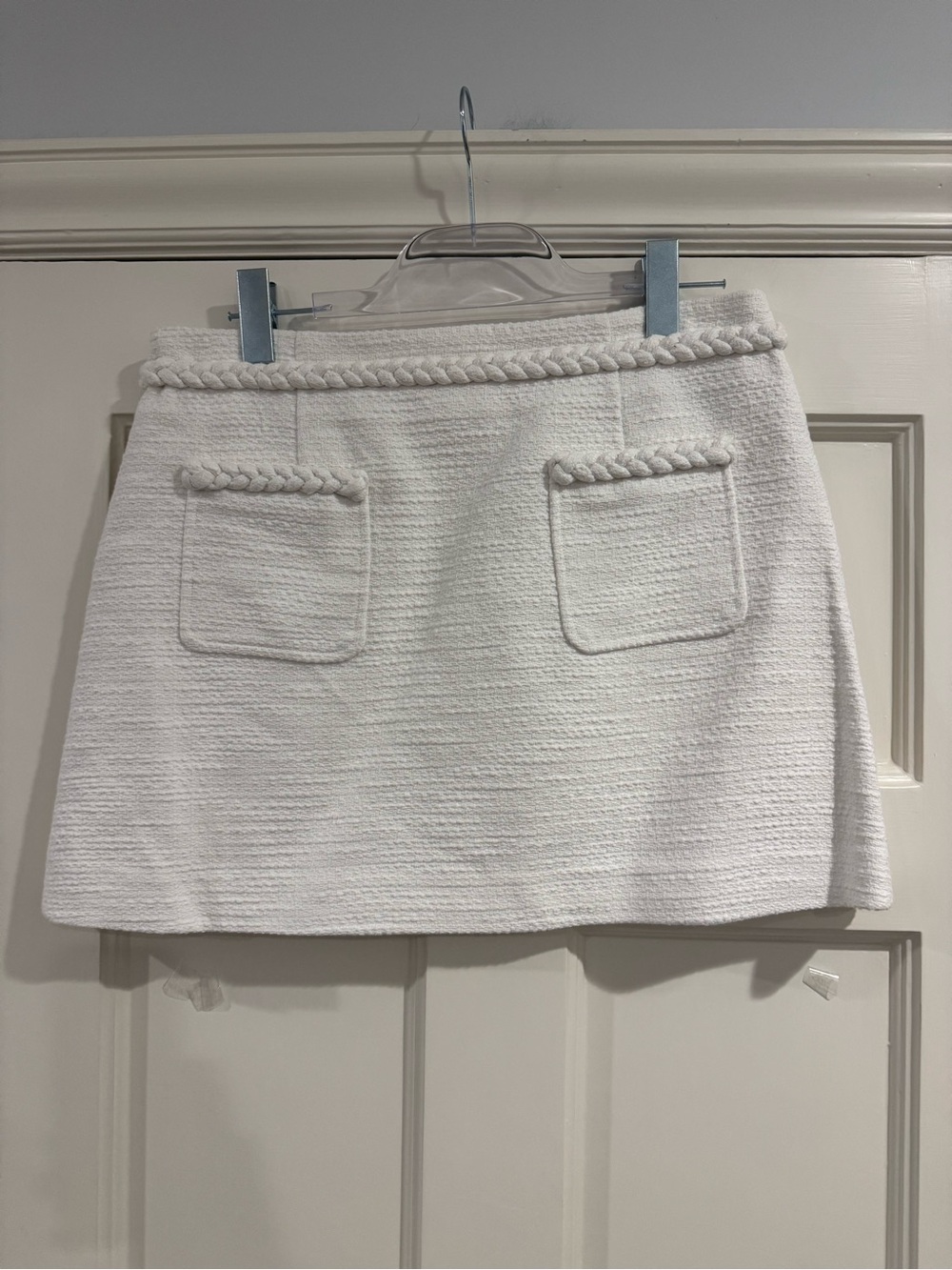 Derek Lam White Braided-Trim Mini Skirt